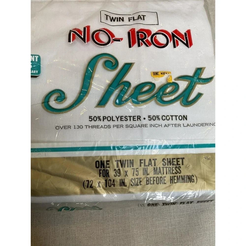 New Vintage Kmart Twin Flat Sheet White No‎ Iron Retro Mod USA Permanent Press